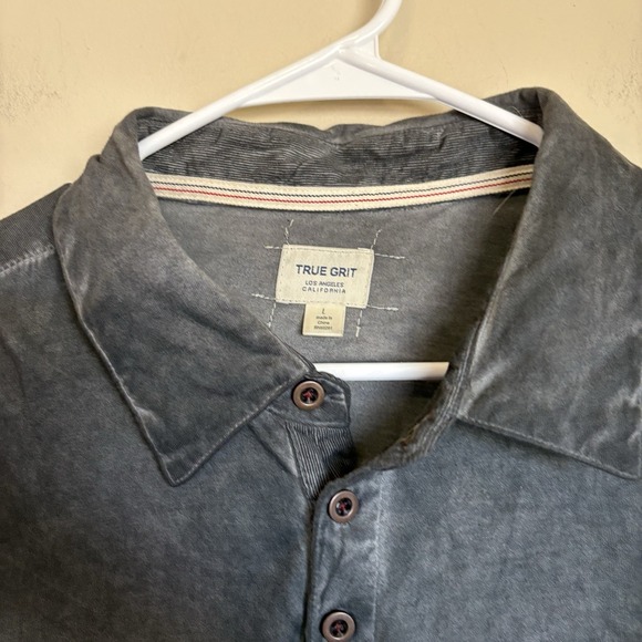 True Grit Polo Shirt Mens Size Large Black Collared Long‎ Sleeve - Picture 2 of 7
